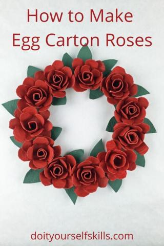 Rose wreath made from painted egg carton cups